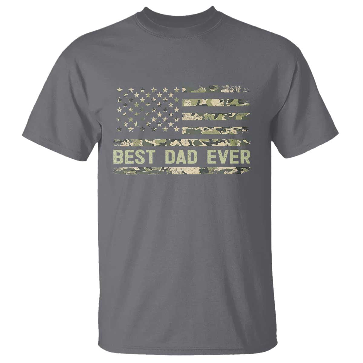 Best Dad Ever T Shirt Military Dad American Flag Camo TS14 Charcoal Print Your Wear