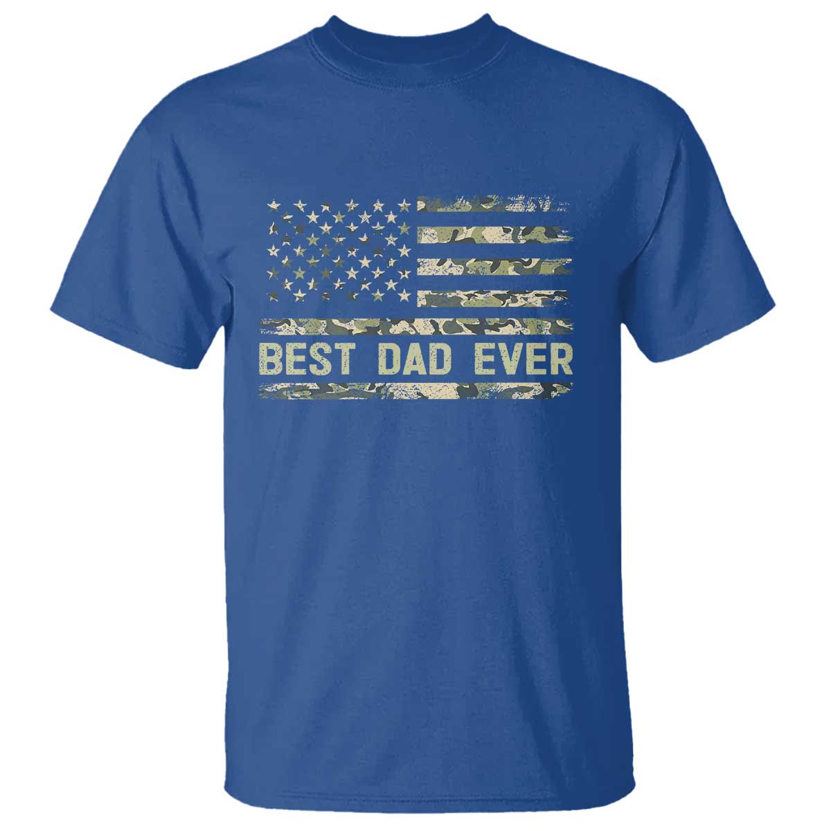 Best Dad Ever T Shirt Military Dad American Flag Camo TS14 Royal Blue Print Your Wear