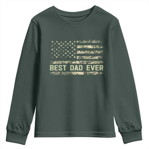 Best Dad Ever Youth Sweatshirt Military Dad American Flag Camo TS14 Dark Forest Green Print Your Wear