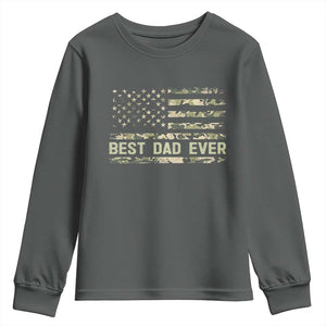 Best Dad Ever Youth Sweatshirt Military Dad American Flag Camo TS14 Dark Heather Print Your Wear