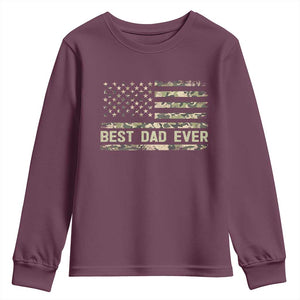 Best Dad Ever Youth Sweatshirt Military Dad American Flag Camo TS14 Maroon Print Your Wear