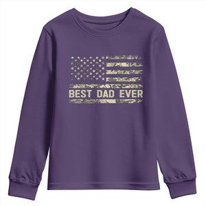 Best Dad Ever Youth Sweatshirt Military Dad American Flag Camo TS14 Purple Print Your Wear