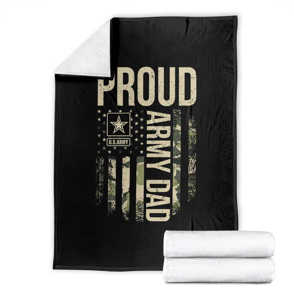 Proud Army Dad Camo American Flag Veteran Gift Throw Blanket TS14 Black Print Your Wear