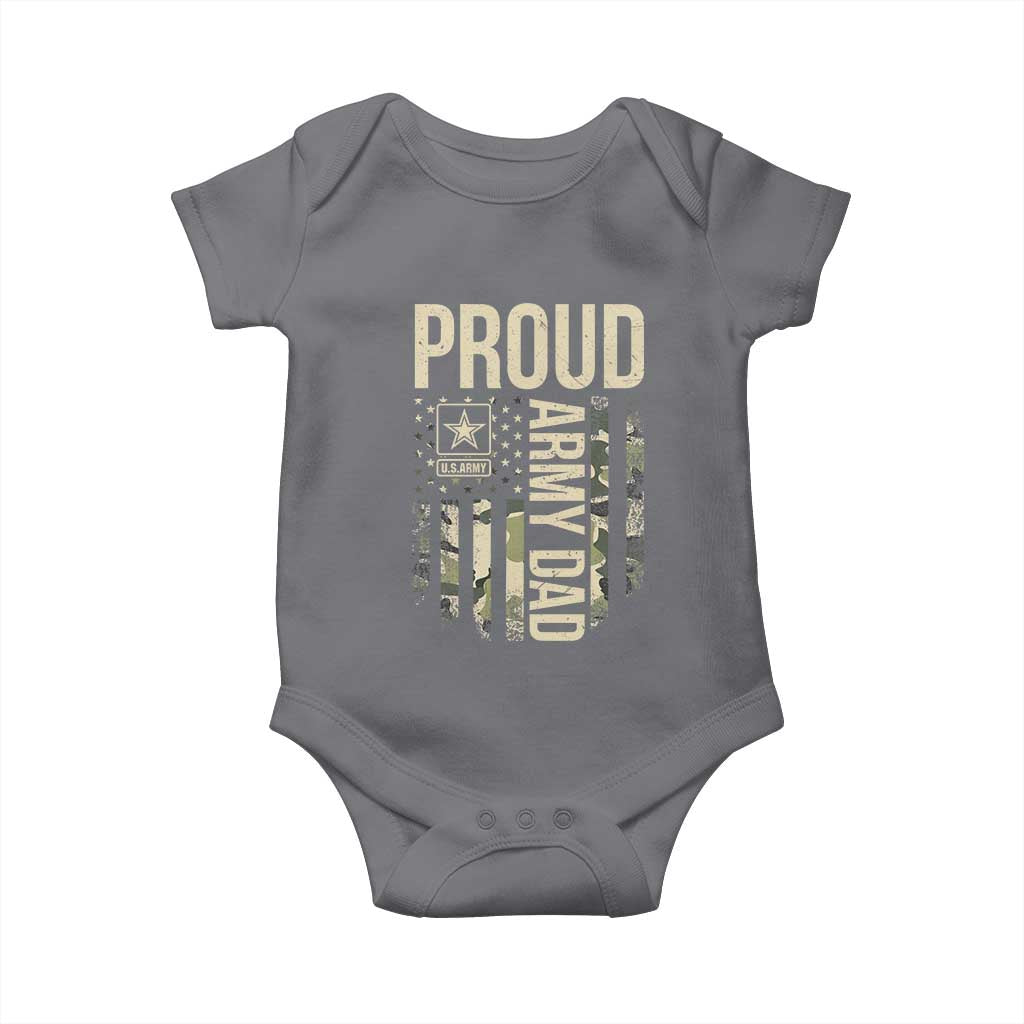 Proud Army Dad Camo American Flag Veteran Gift Baby Onesie TS14 Charcoal Print Your Wear