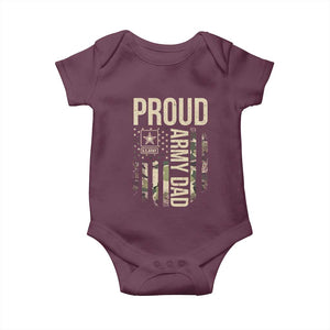 Proud Army Dad Camo American Flag Veteran Gift Baby Onesie TS14 Maroon Print Your Wear
