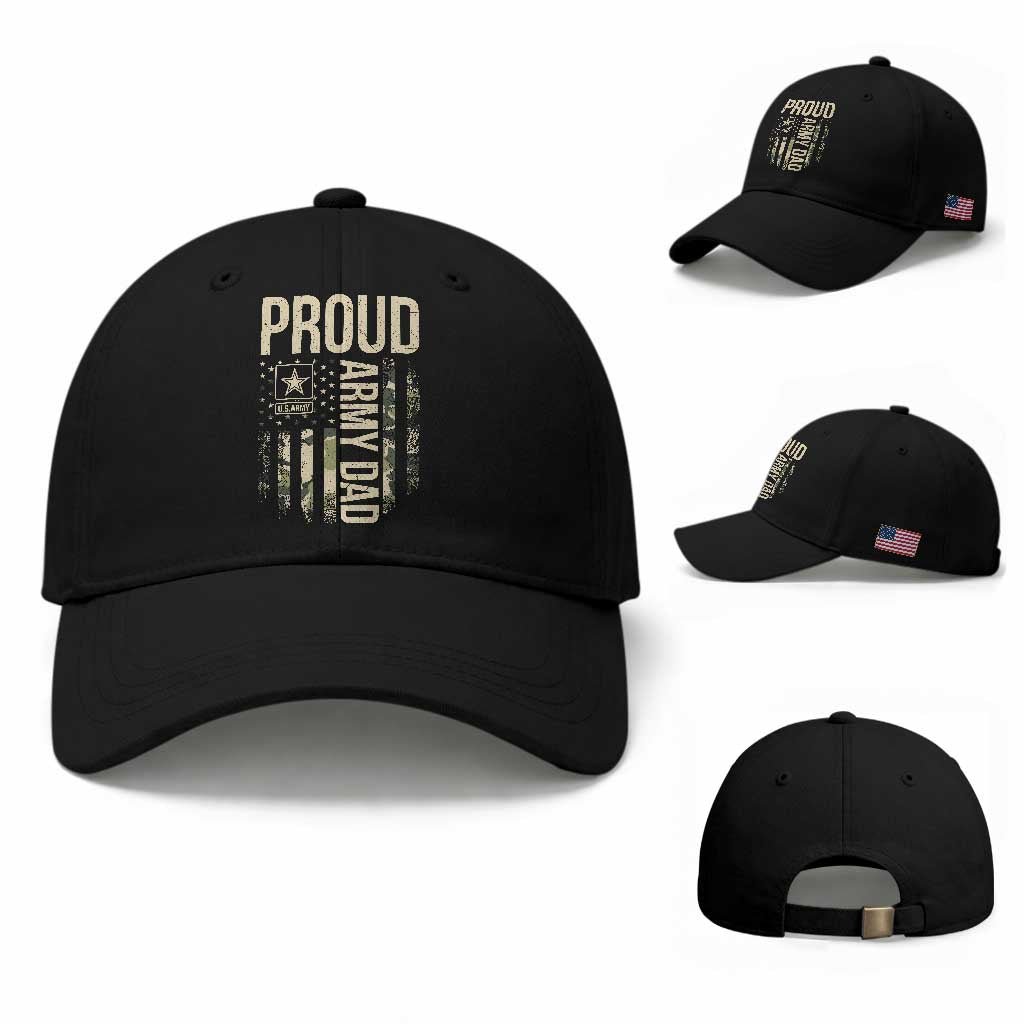 Proud Army Dad Camo American Flag Veteran Gift Baseball Cap TS14 Baseball Cap Universal Fit Black Print Your Wear