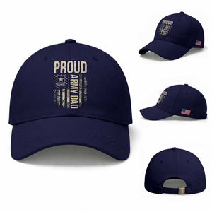 Proud Army Dad Camo American Flag Veteran Gift Baseball Cap TS14 Baseball Cap Universal Fit Dark Blue Print Your Wear