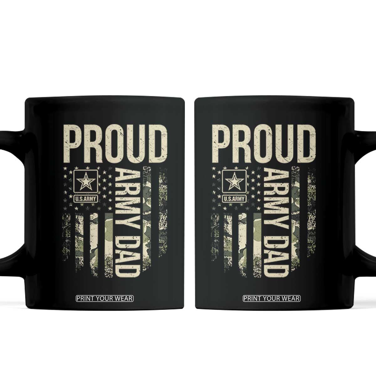 Proud Army Dad Camo American Flag Veteran Gift Coffee Mug TS14 Black Print Your Wear