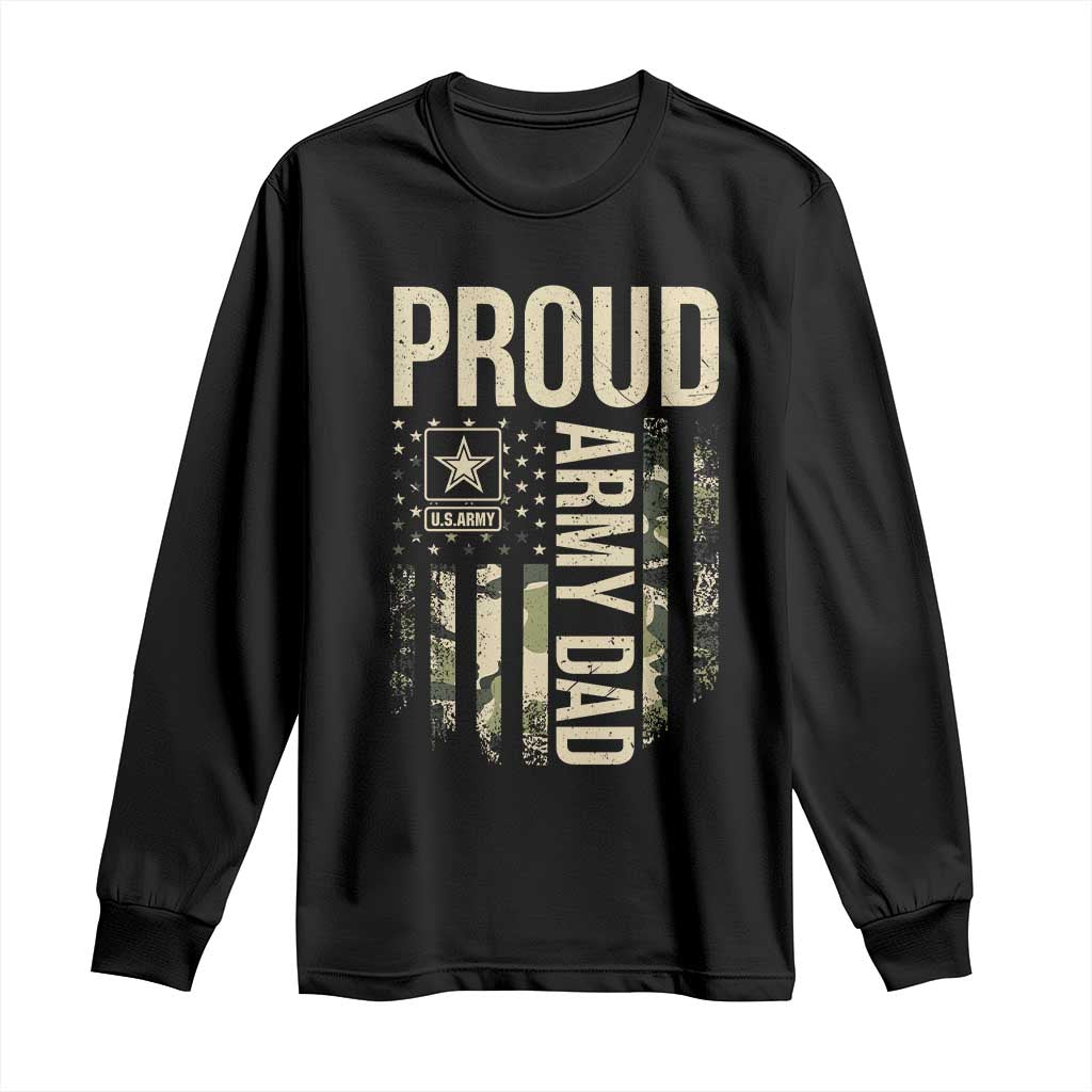 Proud Army Dad Camo American Flag Veteran Gift Long Sleeve Shirt TS14 Black Print Your Wear