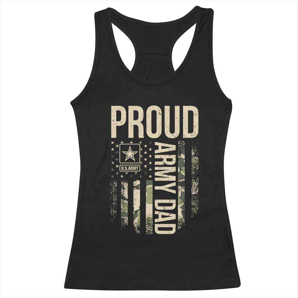 Proud Army Dad Camo American Flag Veteran Gift Racerback Tank Top TS14 Black Print Your Wear
