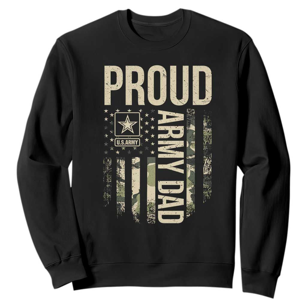 Proud Army Dad Camo American Flag Veteran Gift Sweatshirt TS14 Black Print Your Wear