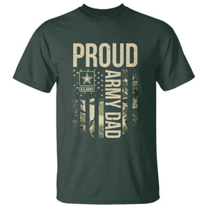 Proud Army Dad Camo American Flag Veteran Gift T Shirt TS14 Dark Forest Green Print Your Wear