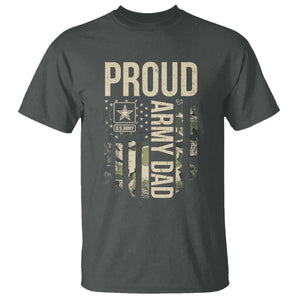 Proud Army Dad Camo American Flag Veteran Gift T Shirt TS14 Dark Heather Print Your Wear