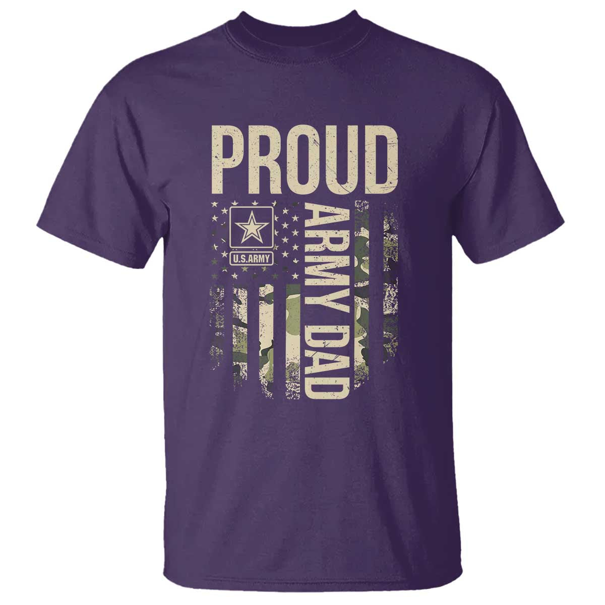 Proud Army Dad Camo American Flag Veteran Gift T Shirt TS14 Purple Print Your Wear