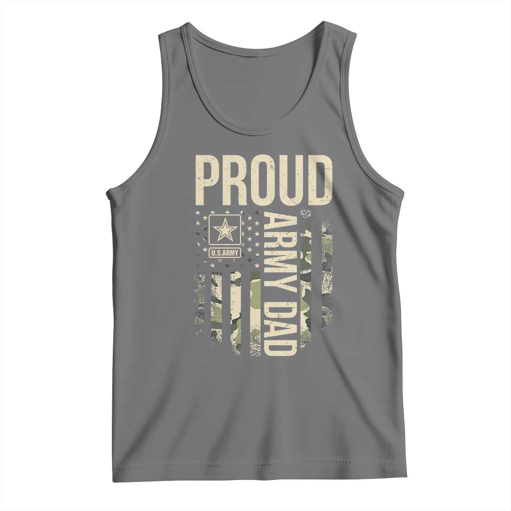Proud Army Dad Camo American Flag Veteran Gift Tank Top TS14 Black Heather Print Your Wear