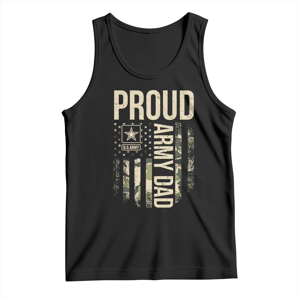 Proud Army Dad Camo American Flag Veteran Gift Tank Top TS14 Black Print Your Wear