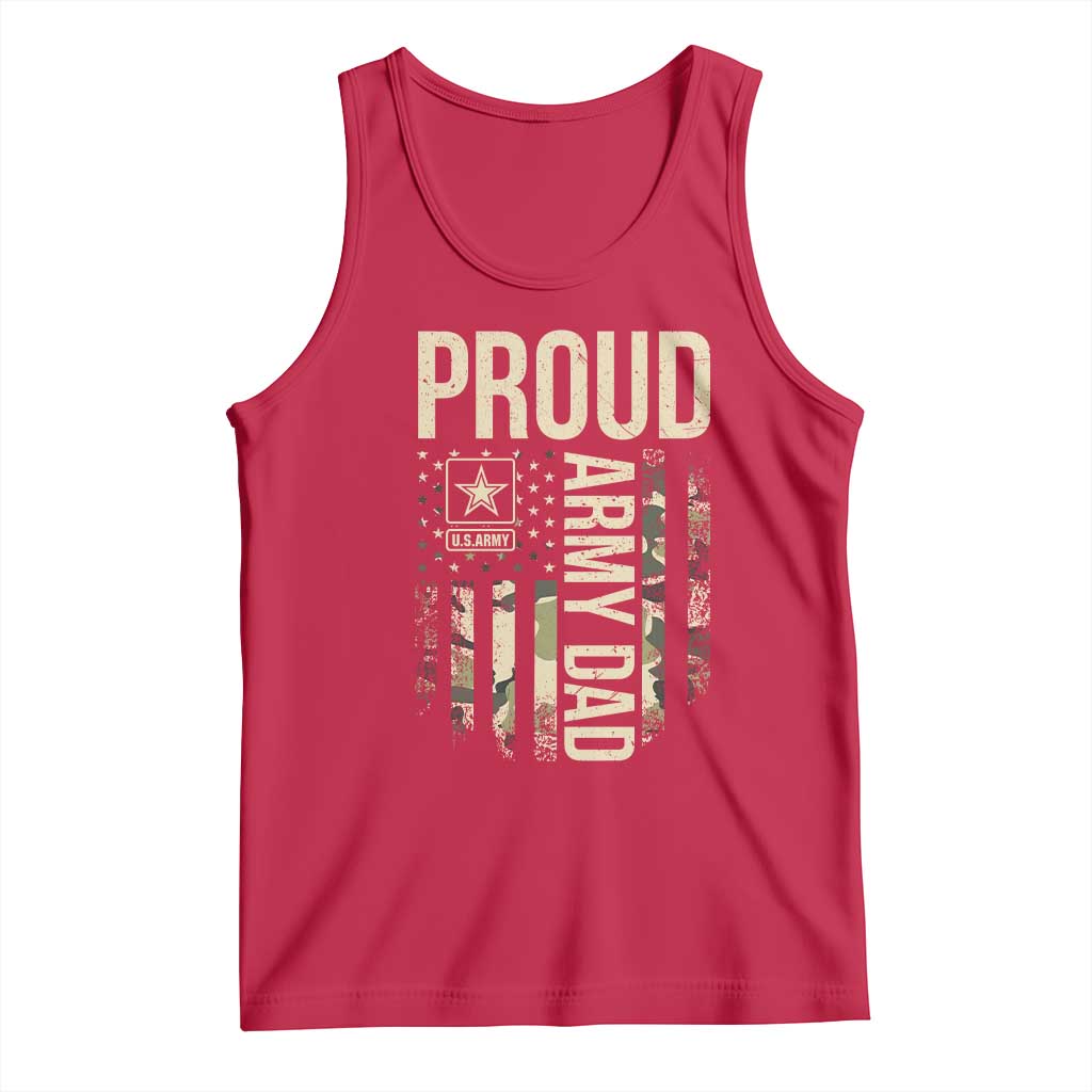 Proud Army Dad Camo American Flag Veteran Gift Tank Top TS14 Red Print Your Wear