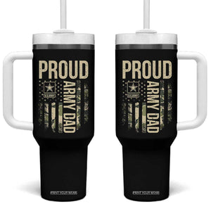 Proud Army Dad Camo American Flag Veteran Gift Tumbler With Handle TS14 One Size: 40 oz Black Print Your Wear