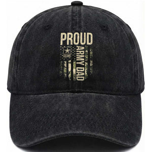 Proud Army Dad Camo American Flag Veteran Gift Washed Cotton Baseball Cap TS14 Print Your Wear