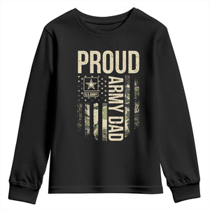 Proud Army Dad Camo American Flag Veteran Gift Youth Sweatshirt TS14 Black Print Your Wear