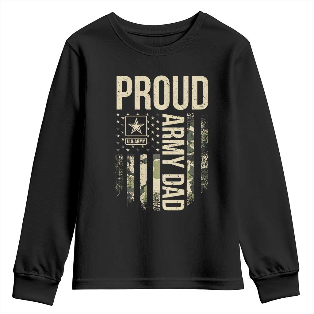 Proud Army Dad Camo American Flag Veteran Gift Youth Sweatshirt TS14 Black Print Your Wear