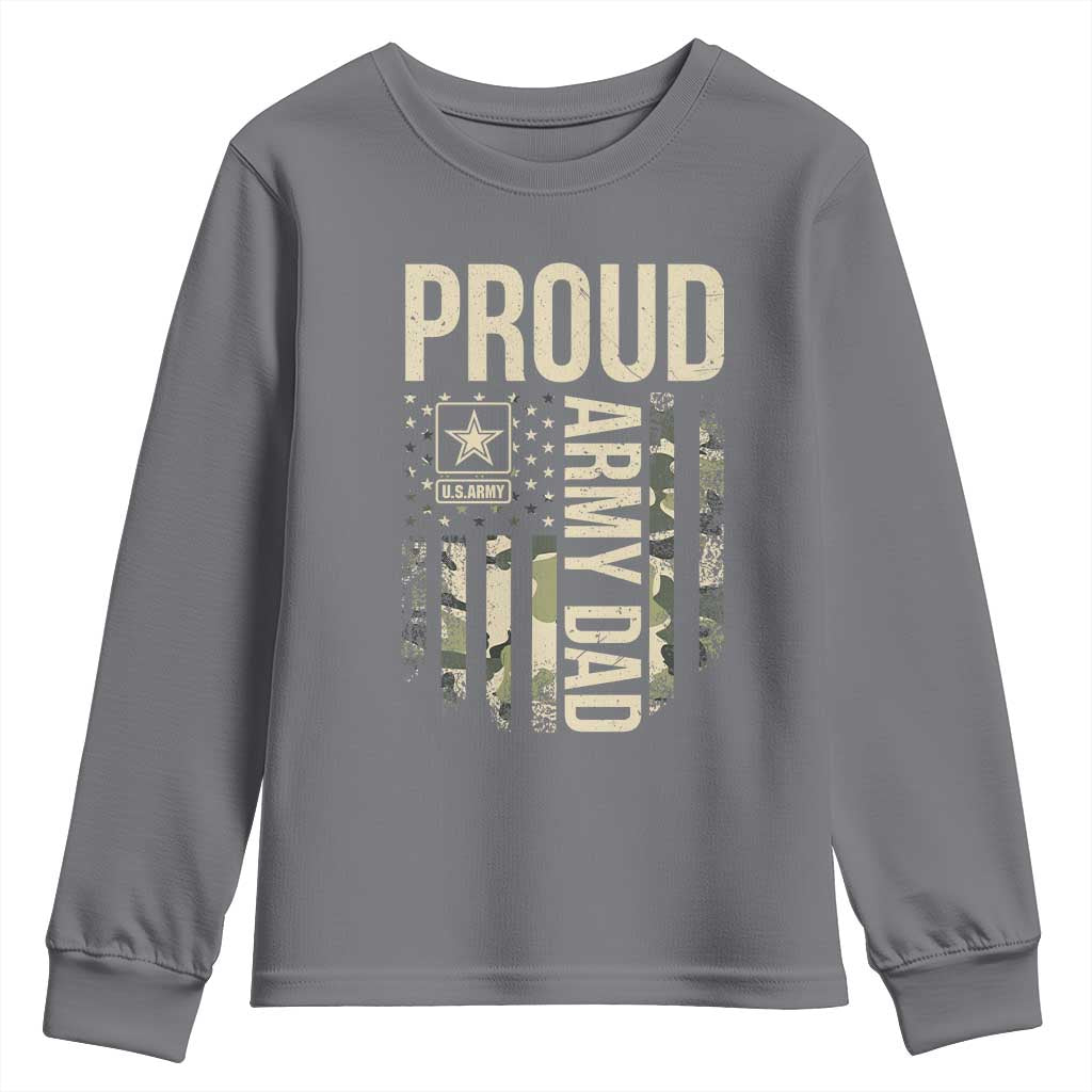 Proud Army Dad Camo American Flag Veteran Gift Youth Sweatshirt TS14 Charcoal Print Your Wear