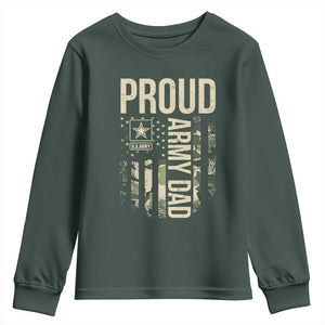 Proud Army Dad Camo American Flag Veteran Gift Youth Sweatshirt TS14 Dark Forest Green Print Your Wear