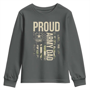 Proud Army Dad Camo American Flag Veteran Gift Youth Sweatshirt TS14 Dark Heather Print Your Wear