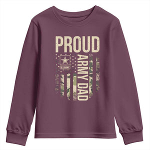 Proud Army Dad Camo American Flag Veteran Gift Youth Sweatshirt TS14 Maroon Print Your Wear
