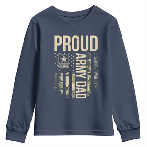 Proud Army Dad Camo American Flag Veteran Gift Youth Sweatshirt TS14 Navy Print Your Wear