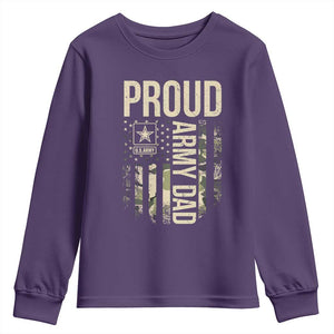 Proud Army Dad Camo American Flag Veteran Gift Youth Sweatshirt TS14 Purple Print Your Wear