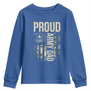 Proud Army Dad Camo American Flag Veteran Gift Youth Sweatshirt TS14 Royal Blue Print Your Wear
