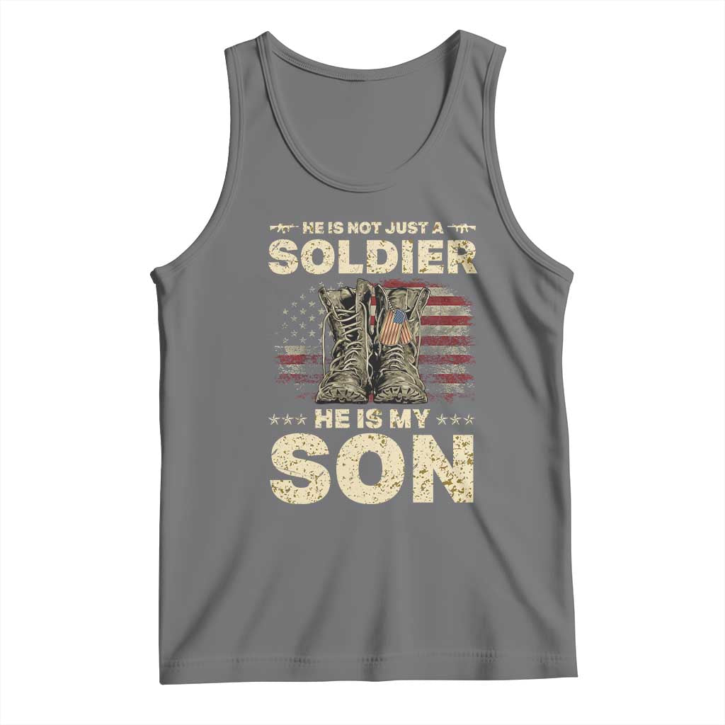 He Is Not Just A Soldier He Is My Son Tank Top Proud US Army Son TS14 Black Heather Print Your Wear