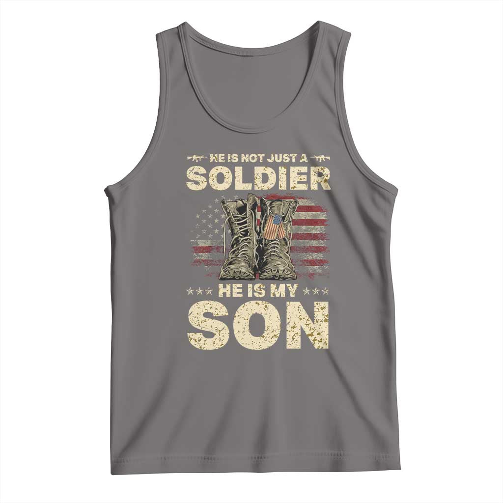 He Is Not Just A Soldier He Is My Son Tank Top Proud US Army Son TS14 Deep Heather Print Your Wear