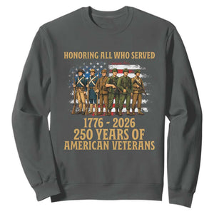 250 Years Anniversary Sweatshirt Patriotic USA Army Us Military TS14 Dark Heather Print Your Wear