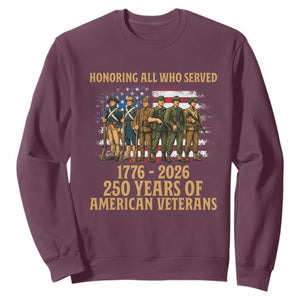250 Years Anniversary Sweatshirt Patriotic USA Army Us Military TS14 Maroon Print Your Wear