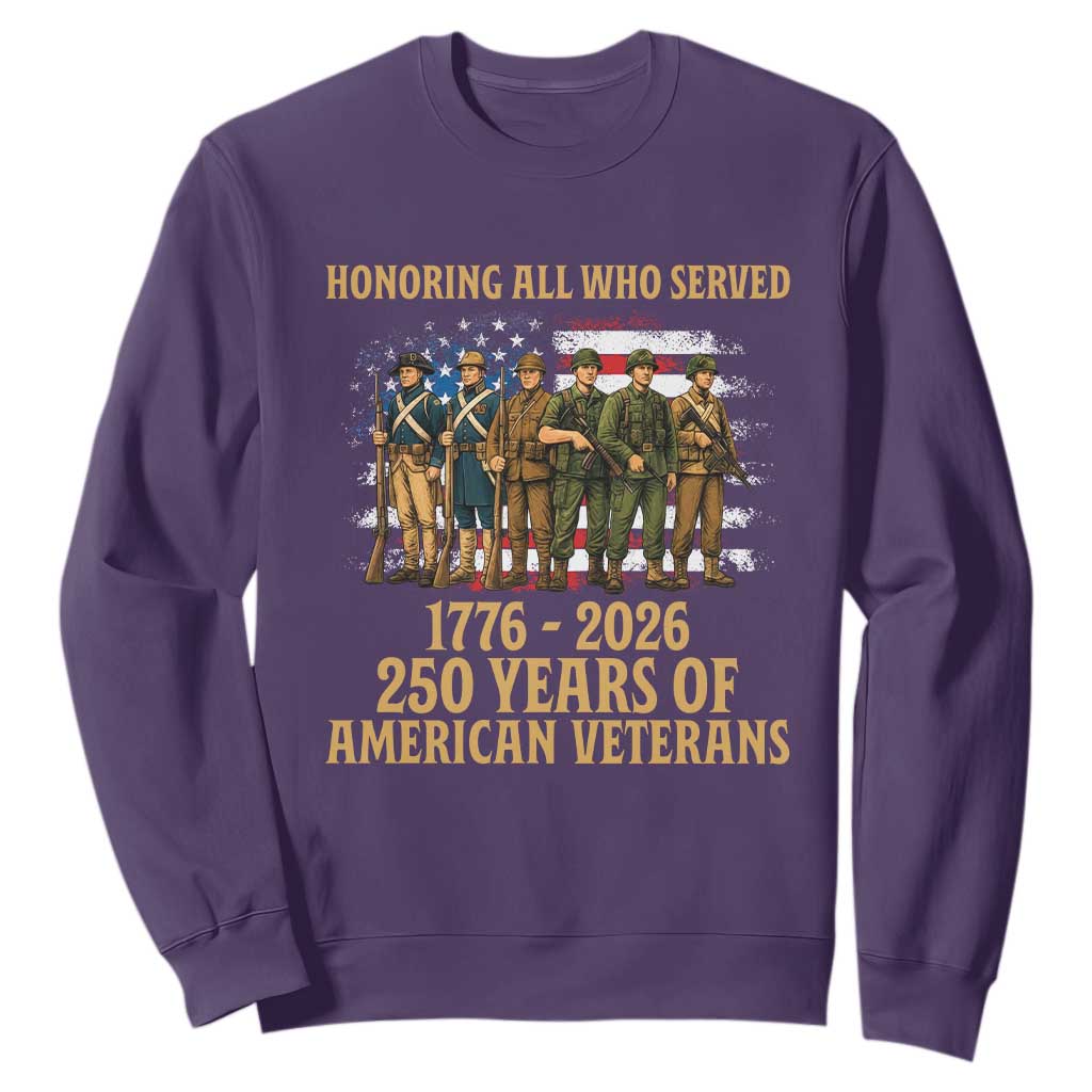 250 Years Anniversary Sweatshirt Patriotic USA Army Us Military TS14 Purple Print Your Wear