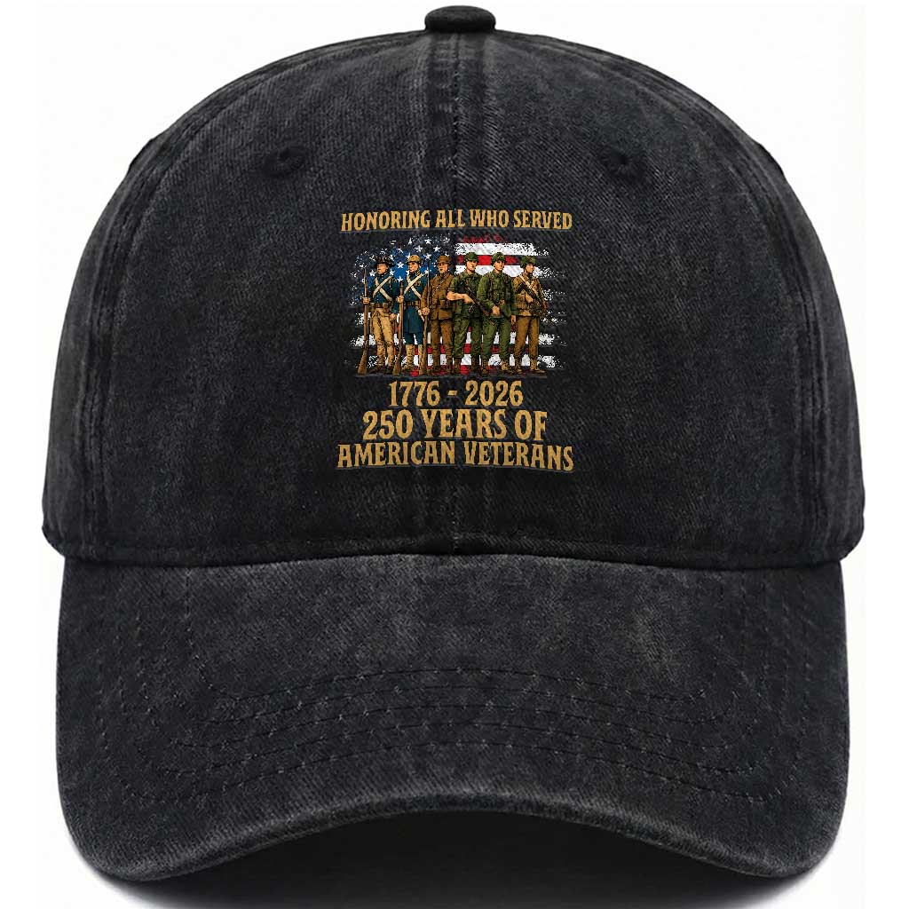 250 Years Anniversary Washed Cotton Baseball Cap Patriotic USA Army Us Military TS14 Print Your Wear