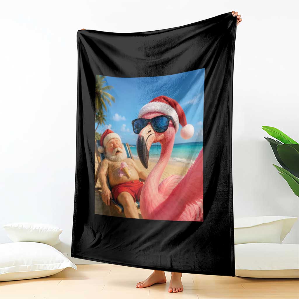 Funny Flamingo Beach Selfie Throw Blanket Christmas in July TS14 Print Your Wear