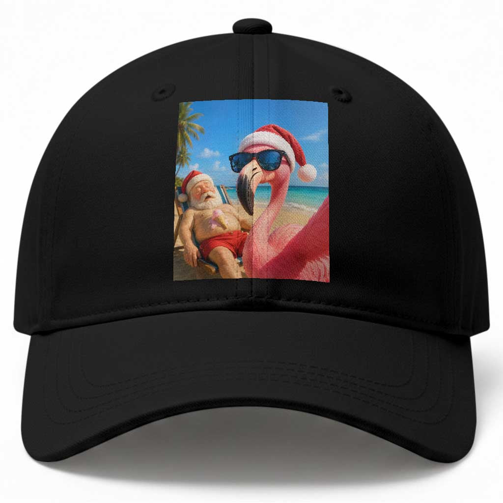Funny Flamingo Beach Selfie Baseball Cap Christmas in July TS14 Print Your Wear