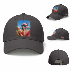 Funny Flamingo Beach Selfie Baseball Cap Christmas in July TS14 Baseball Cap Universal Fit Dark Gray Print Your Wear