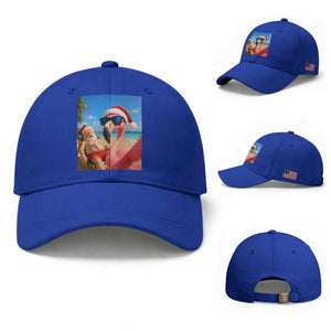 Funny Flamingo Beach Selfie Baseball Cap Christmas in July TS14 Baseball Cap Universal Fit Royal Blue Print Your Wear