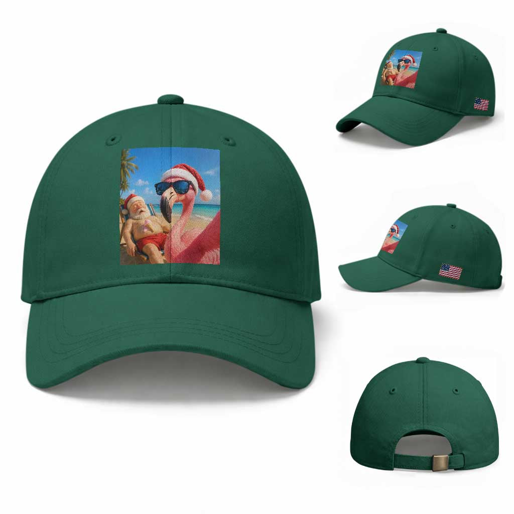 Funny Flamingo Beach Selfie Baseball Cap Christmas in July TS14 Baseball Cap Universal Fit Irish Green Print Your Wear