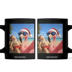 Funny Flamingo Beach Selfie Coffee Mug Christmas in July TS14 Black Print Your Wear