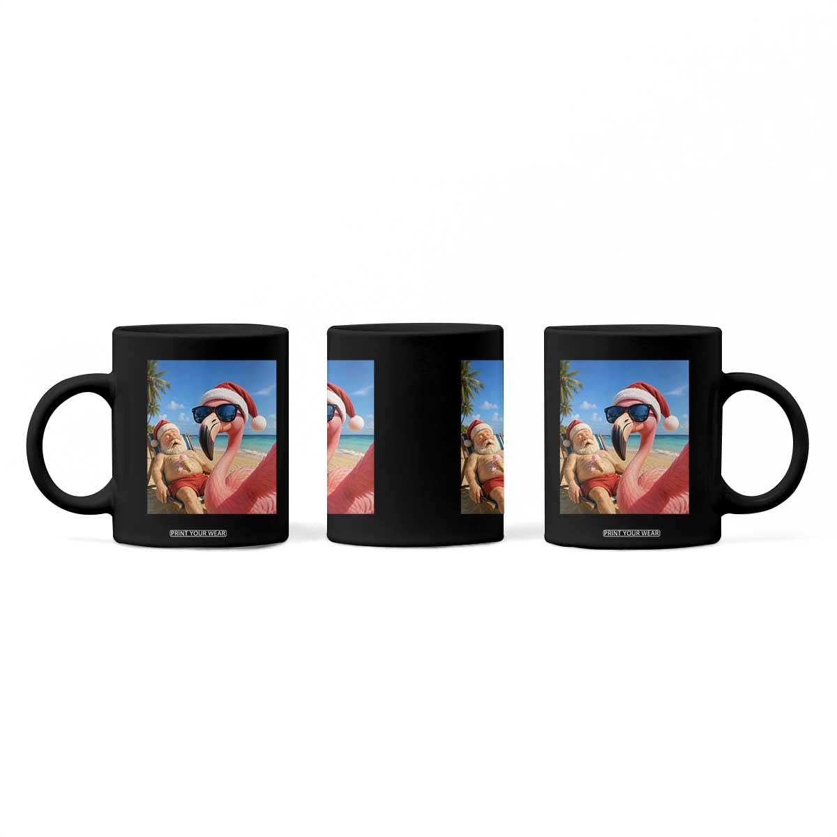 Funny Flamingo Beach Selfie Coffee Mug Christmas in July TS14 Print Your Wear