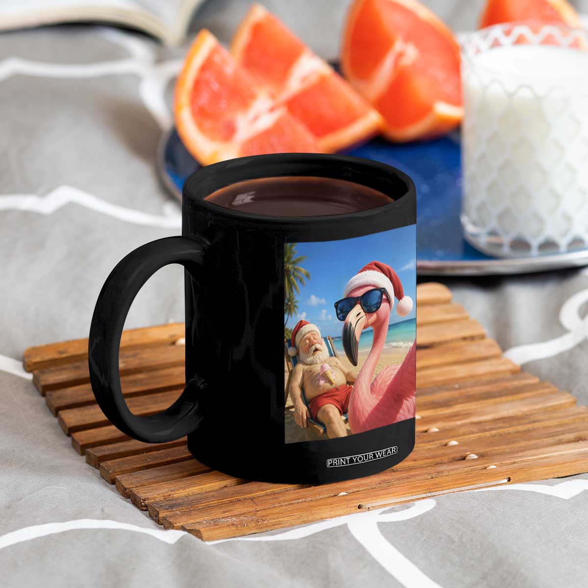 Funny Flamingo Beach Selfie Coffee Mug Christmas in July TS14 Print Your Wear