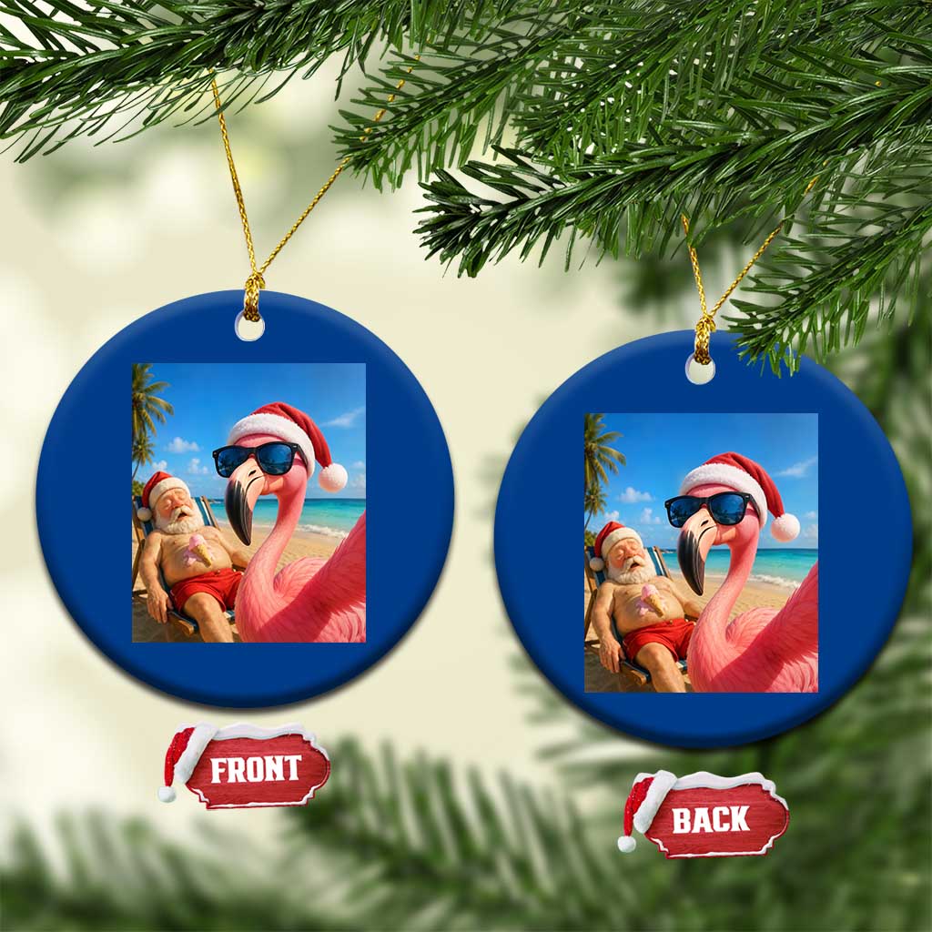 Funny Flamingo Beach Selfie Ceramic Ornament Christmas in July TS14 1pc Blue Print Your Wear