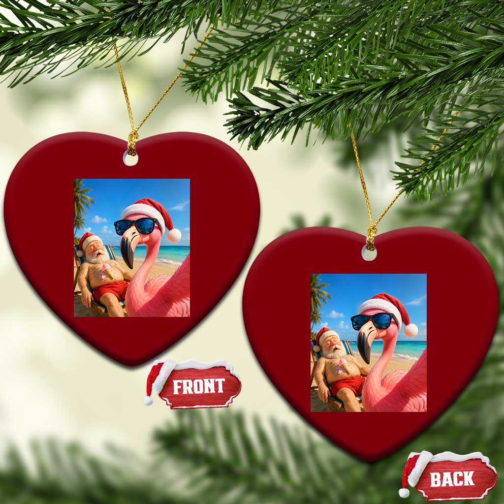Funny Flamingo Beach Selfie Ceramic Ornament Christmas in July TS14 Print Your Wear
