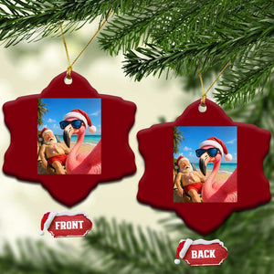 Funny Flamingo Beach Selfie Ceramic Ornament Christmas in July TS14 Print Your Wear