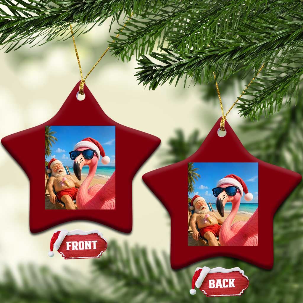 Funny Flamingo Beach Selfie Ceramic Ornament Christmas in July TS14 Print Your Wear